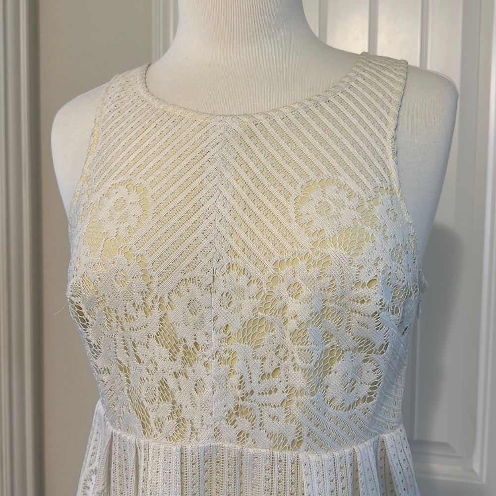 Free People White and Yellow Lace Dress